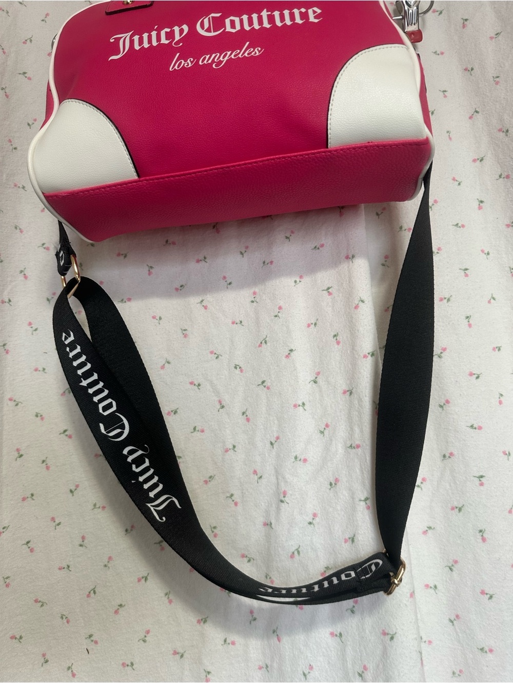 Juicy Couture Hot Pink and White Dome Satchel with Logo Strap - Picture 8 of 14